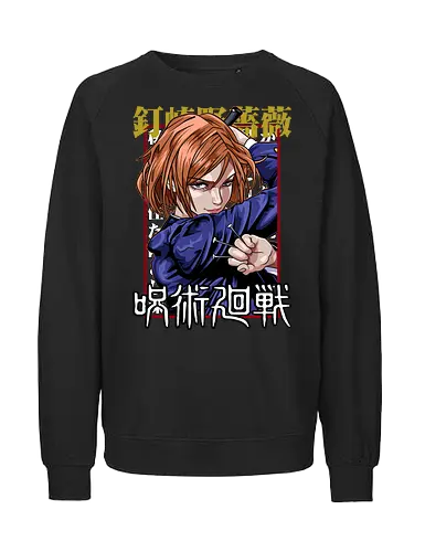 Nobara Kugisaki Full Force Jujutsu - nobara kugisaki, Jujutsu, full body art, jujutsu high, action female lead, anime birthday, weeb apparel, bold design - Fairtrade Sweatshirt