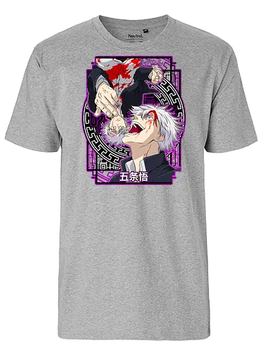 Gojo Satoru Five Seals Infinite Power - gojo satoru, Jujutsu, five seals, purple aesthetic, six eyes unleashed, anime fan art, weeb birthday, strongest sorcerer - Fairtrade T-Shirt