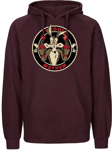 I choose mayhem  - acme, coyote, mayhem, cartoon, 90s, 80s, kids, comedy, retro cartoon, dumbwaystodie, tnt, bomb, dynamite - Fairtrade Hoodie