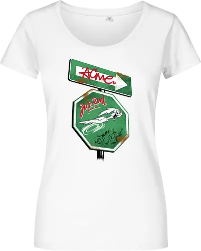 the runner sign acme - acme, coyote, mayhem, cartoon, 90s, 80s, kids, comedy, retro cartoon, dumbwaystodie, tnt, bomb, dynamite - Damen T-Shirt