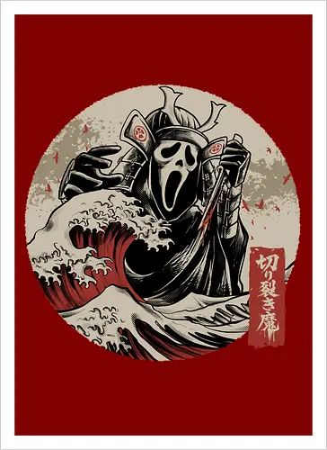 the faceless assassin - ghostface, scarymovie, horror, halloween, horror movies, slasher, halloween town, hocus pocus, elmstreet, nightmare, waveoffkanagawa, japanese, shinobi, samurai - Kunstdruck