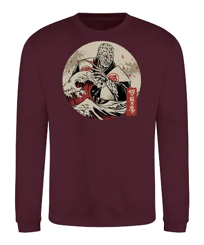 the nightmare samurai  - jasonvoorhees, freddy krueger, friday13th, horror movies, slasher, halloween town, hocus pocus, elmstreet, nightmare, waveoffkanagawa, japanese, shinobi, samurai, horror, halloween - Sweatshirt
