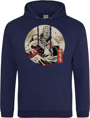 the nightmare samurai  - jasonvoorhees, freddy krueger, friday13th, horror movies, slasher, halloween town, hocus pocus, elmstreet, nightmare, waveoffkanagawa, japanese, shinobi, samurai, horror, halloween - Standard Hoodie