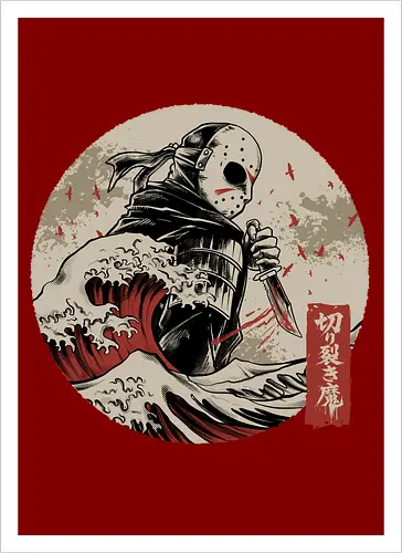 the undying shinobi  - horror, halloween, jasonvoorhees, freddy krueger, friday13th, horror movies, slasher, halloween town, hocus pocus, elmstreet, nightmare, waveoffkanagawa, japanese, shinobi, samurai - Kunstdruck