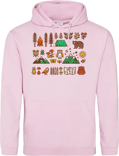 Wandering icons - outdoors, camping, hiking, nature, mountain, nature, great outdoors - Standard Hoodie