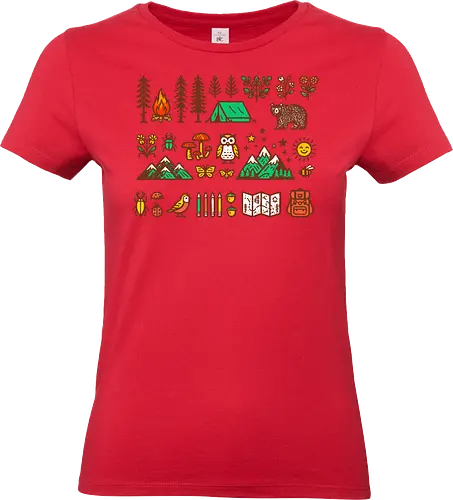 Wandering icons - outdoors, camping, hiking, nature, mountain, nature, great outdoors - Standard T-Shirt (Frauen)