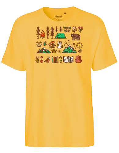 Wandering icons - outdoors, camping, hiking, nature, mountain, nature, great outdoors - Fairtrade T-Shirt