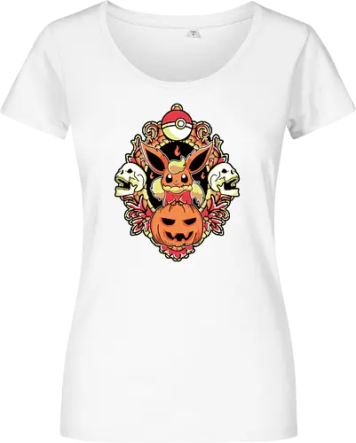 Ember Witch Of The Pumpkin Patch - fire spirit, spooky fanart, flame aesthetic, halloween chibi, anime birthday gift, dark kawaii, autumn creature, otaku shirt - Damen T-Shirt