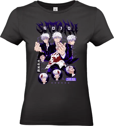 Gojo Squad Jujutsu Collage - Jujutsu, Gojo collage, sorcerer squad, anime fan gift, otaku culture, red and white, manga panel style, jjk characters - Standard T-Shirt (Frauen)