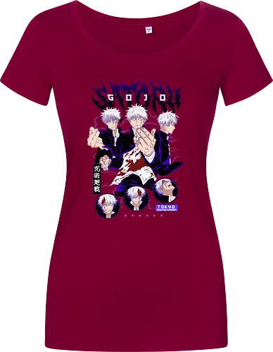 Gojo Squad Jujutsu Collage - Jujutsu, Gojo collage, sorcerer squad, anime fan gift, otaku culture, red and white, manga panel style, jjk characters - Damen T-Shirt