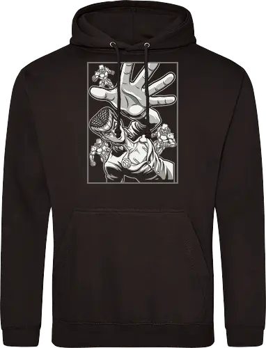 The Diamond Master - Crazy Diamond graphic tee, JJBA Part 4 apparel, negative space anime shirt, aesthetic otaku clothing, unbreakable anime tee, shonen anime fashion, Josuke shirt, minimalist anime streetwear, greyscale manga design - Standard Hoodie