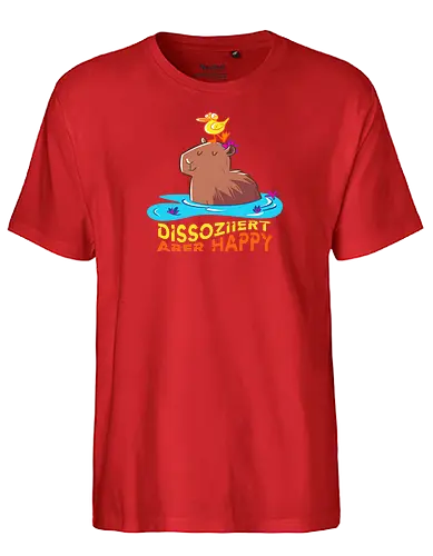 Dissoziiert aber happy! - Capybara, Glücklich - Fairtrade T-Shirt