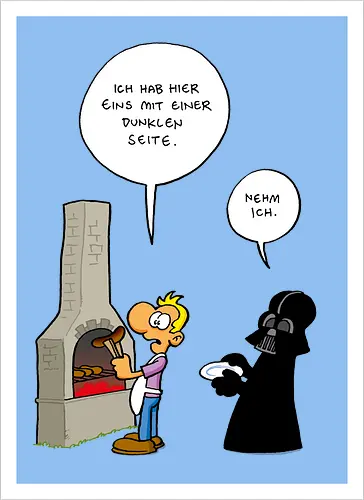 Ruthe - Dunkle Seite - Ruthe, Ralph Ruthe, comic, Dunkle Seite der Wurst, wurst, mashup, Dunkle Seite, dark lord - Kunstdruck