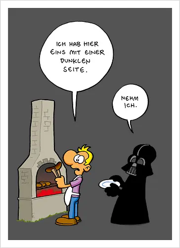 Ruthe - Dunkle Seite - Ruthe, Ralph Ruthe, comic, Dunkle Seite der Wurst, wurst, mashup, Dunkle Seite, dark lord - Kunstdruck