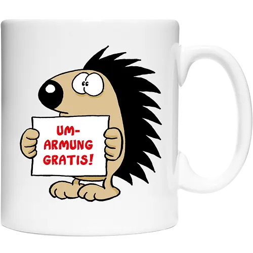 Ruthe - Gratisumarmung - Ruthe, Ralph Ruthe, comic, igel, hug, Gratisumarmung, umarmung - Keramiktasse