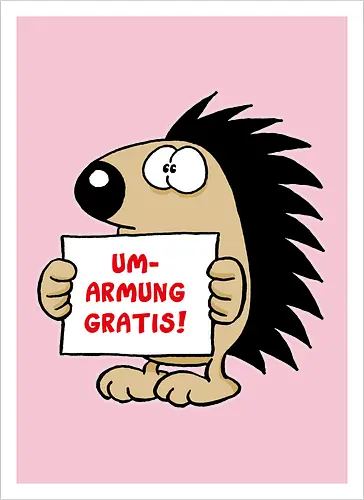 Ruthe - Gratisumarmung - Ruthe, Ralph Ruthe, comic, igel, hug, Gratisumarmung, umarmung - Kunstdruck
