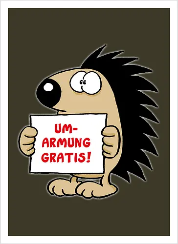 Ruthe - Gratisumarmung - Ruthe, Ralph Ruthe, comic, igel, hug, Gratisumarmung, umarmung - Kunstdruck