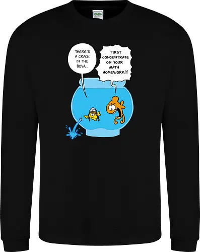 Ruthe - Crack in the Bowl - Ruthe, Ralph Ruthe, comic, crack, Fishbowl, Math, Homework, fish - Sweatshirt