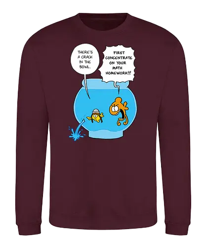 Ruthe - Crack in the Bowl - Ruthe, Ralph Ruthe, comic, crack, Fishbowl, Math, Homework, fish - Sweatshirt