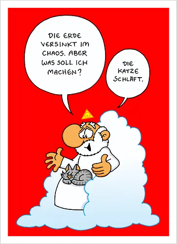 Ruthe - Gottkatze - Ruthe, Ralph Ruthe, katze, gott, comic, Gottkatze - Kunstdruck
