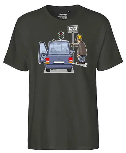 Bei Rot hier halten - tot aber lustig, Michael Holtschulte, bei rot, halten, stumpf - Fairtrade T-Shirt
