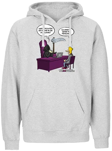 Mit Menschen arbeiten - tot aber lustig, mit menschen arbeiten, comic, tod, bewerbung - Fairtrade Hoodie