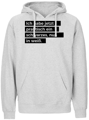 Ein schwarzes, nur in weiß - Fairtrade Hoodie