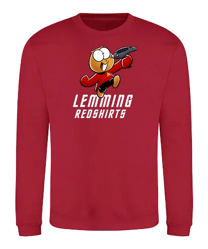 Lemming Redshirts - Joscha Sauer, Joscha, Nicht Lustig, comic, Lemming, Red Shirt, scifi, Nichtlustig, mashup - Sweatshirt