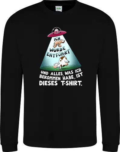 ICH WURDE ENTFÜHRT... - Joscha Sauer, Nichtlustig, Nicht Lustig, comic, kuh, alien, entführung - Sweatshirt