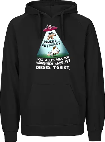 ICH WURDE ENTFÜHRT... - Joscha Sauer, Nichtlustig, Nicht Lustig, comic, kuh, alien, entführung - Fairtrade Hoodie