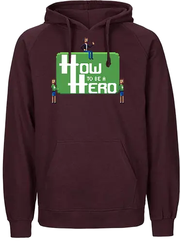 How to be a Hero - Howky trägt Logo - htbah, rpg, rollenspiel, pen and paper, würfel, hauke - Fairtrade Hoodie