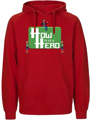 How to be a Hero - Howky trägt Logo - htbah, rpg, rollenspiel, pen and paper, würfel, hauke - Fairtrade Hoodie