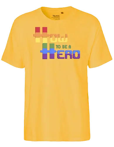 HOW TO BE A HERO - PRIDE 2 2021 - htbah, hitsandstripes, rpg, pen and paper - Fairtrade T-Shirt