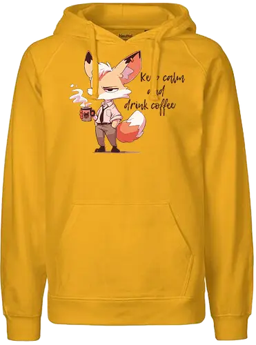 Coffee Fox - coffee, kaffee, fuchs, mornings - Fairtrade Hoodie