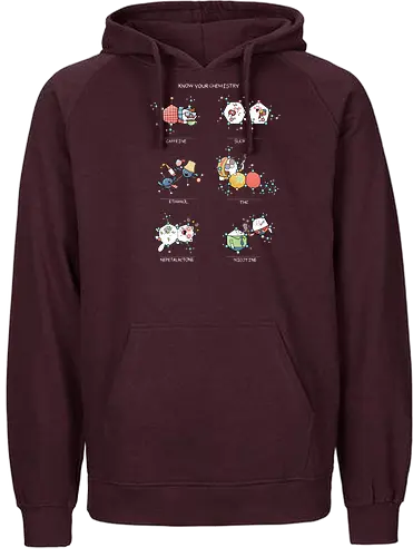Know your Chemistry - science, wissenschaft, chemie, chemistry, coffee, kafee, coffeine, sugar, zucker, alkohol, ethanol, thc, catnip, nikotin, rauchen - Fairtrade Hoodie