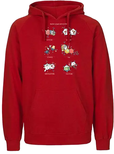 Know your Chemistry - science, wissenschaft, chemie, chemistry, coffee, kafee, coffeine, sugar, zucker, alkohol, ethanol, thc, catnip, nikotin, rauchen - Fairtrade Hoodie