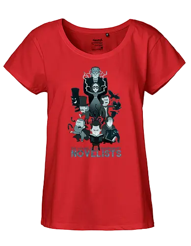 League of Extraordinary Novelists - literatur, the raven, frankenstein, dracula, oscar wilde, robert louis stevenson, bram stoker, hp lovecraft, edgar allen poe, mary shelley, books, bücher, dr. jekyll and mr. hyde - Fairtrade Girl Shirt