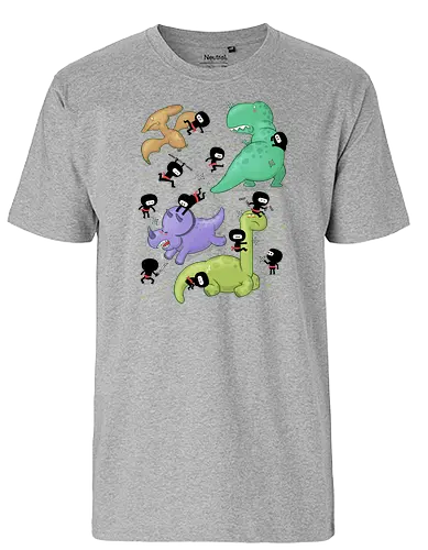 Ninjas vs. Dinosaurs - ninja, ninjas, dinosaurier, dino, dinos, dinosaur, echse, japan - Fairtrade T-Shirt