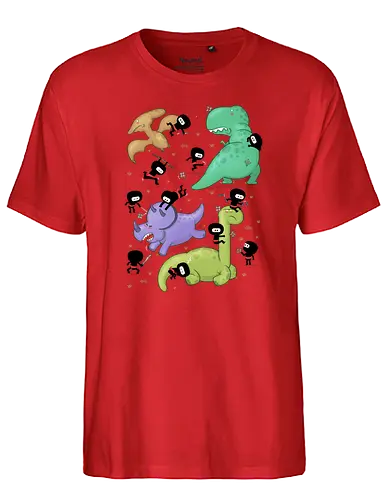 Ninjas vs. Dinosaurs - ninja, ninjas, dinosaurier, dino, dinos, dinosaur, echse, japan - Fairtrade T-Shirt