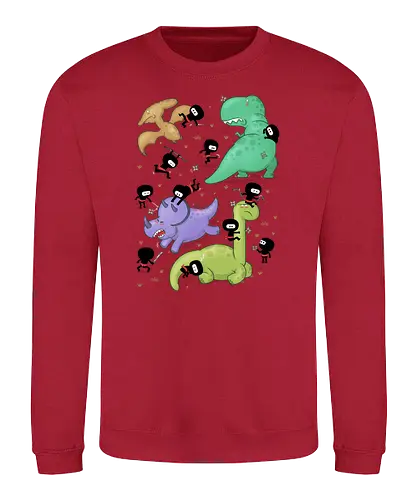 Ninjas vs. Dinosaurs - ninja, ninjas, dinosaurier, dino, dinos, dinosaur, echse, japan - Sweatshirt