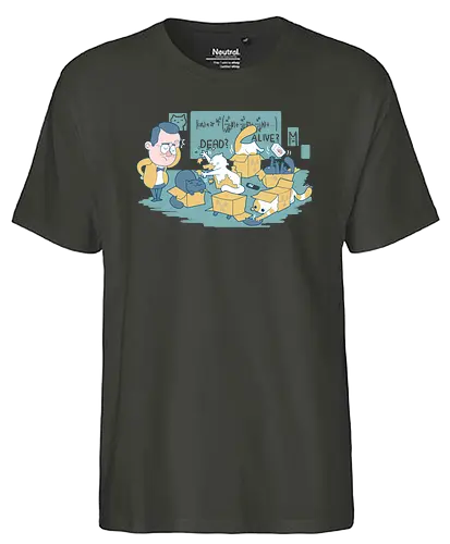 Schroedingers Cats are doing it wrong - science, wissenschaft, schrödingers katze, fail, meme, karton, cat, neko, katze, box, schroedinger's cat - Fairtrade T-Shirt