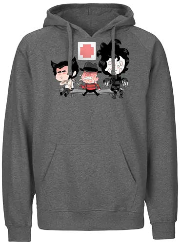 don't run with scissors - edward, logan, freddy krueger, horror, klingen, notaufnahme, movie, freitag der 13., friday the 13th, scherenhände - Fairtrade Hoodie