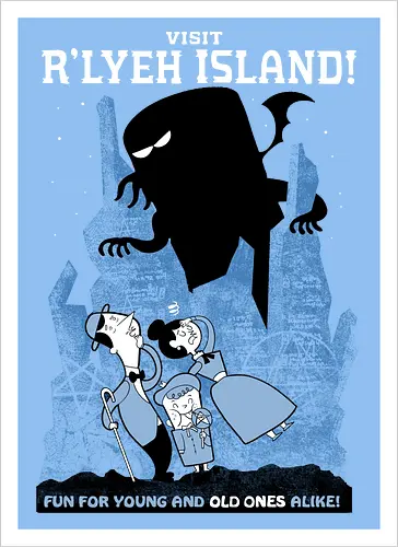 Visit R'lyeh Island - cthulhu, call of cthulhu, monster, fantasy, Old oConsole - Kunstdruck