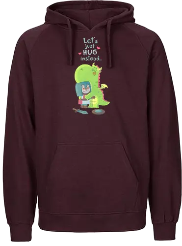 Let's just hug - dragon, hug, knight, fantasy, rpg, love, friendship, liebe, umarmung, freundschaft - Fairtrade Hoodie