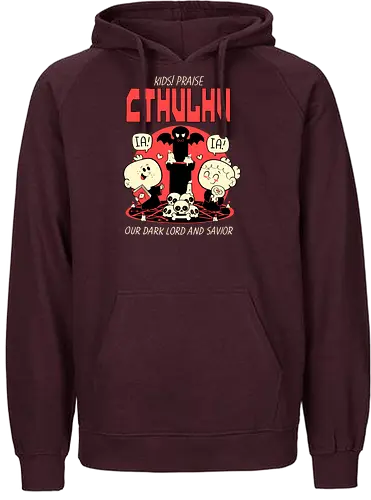 Kids! Praise Cthulhu! - cthulhu, Praise cthulhu, iä, ftagn, lovecraft, hp lovecraft, grt old one - Fairtrade Hoodie