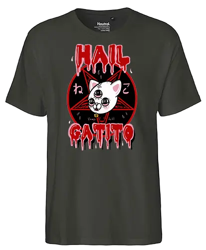 Hail Gatito - Gatito, kitten, hell, pentagram, dark, goth, cat, katze - Fairtrade T-Shirt