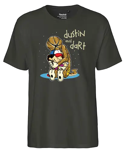 Dustin and Dart - stranger kids, eleven, will, mike, dustin, lucas, tv, series, dart, zerobriant - Fairtrade T-Shirt