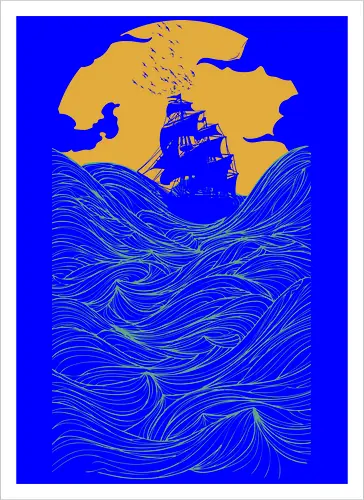 High Ss - sailing, ship, sunset, art, s - Kunstdruck