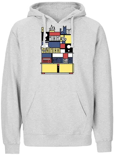 Library art - cat, katze, retro, buch, bücher, book - Fairtrade Hoodie