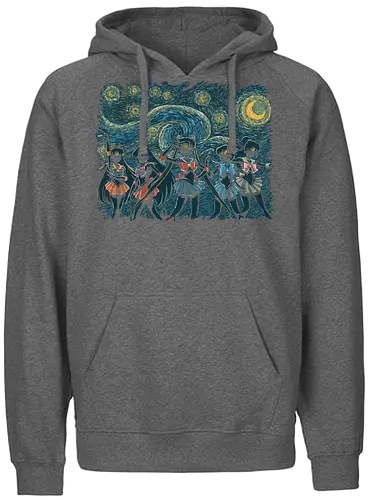 Sailor's Night - anime, sailor, moon, bunny, mashup, van gogh, starry night - Fairtrade Hoodie